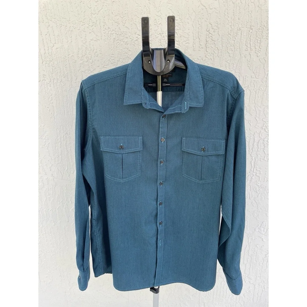Marc Anthony Wrinkle Resistant Stretch Men's Shirt Size‎ XXL Teal And Black